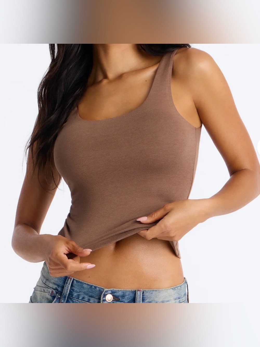 Ambiance From Fashion Nova Brown Scoop Neck Tank Top